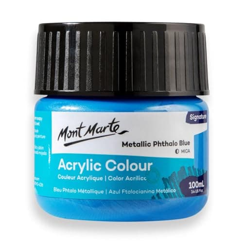 Monte Marte MSCH1104 Acrylic Colour Paint 100 ml, Metallic Phthalo Blue