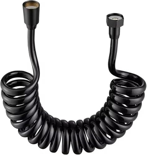 Flexible Expandable Spiral Shattaf and Shower Hose - 5M Black - Connector | Long Span Long Long Span Spiral Bidet & Shower,Shrink After Space Saving - Home & Multi-Purpose