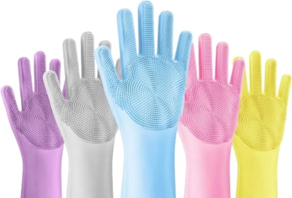 2-in-1 Silicone Pot Washing Gloves – Built-in Brush Cleaning Gloves for Kitchen | Easy Cleaning & Comfortable Grip
