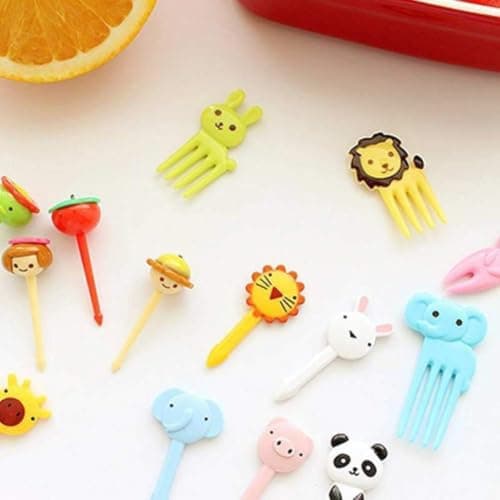 10Pcs Animal Fruit Forks Plastic Bento Picks for Lunch Box Mini Snacks
