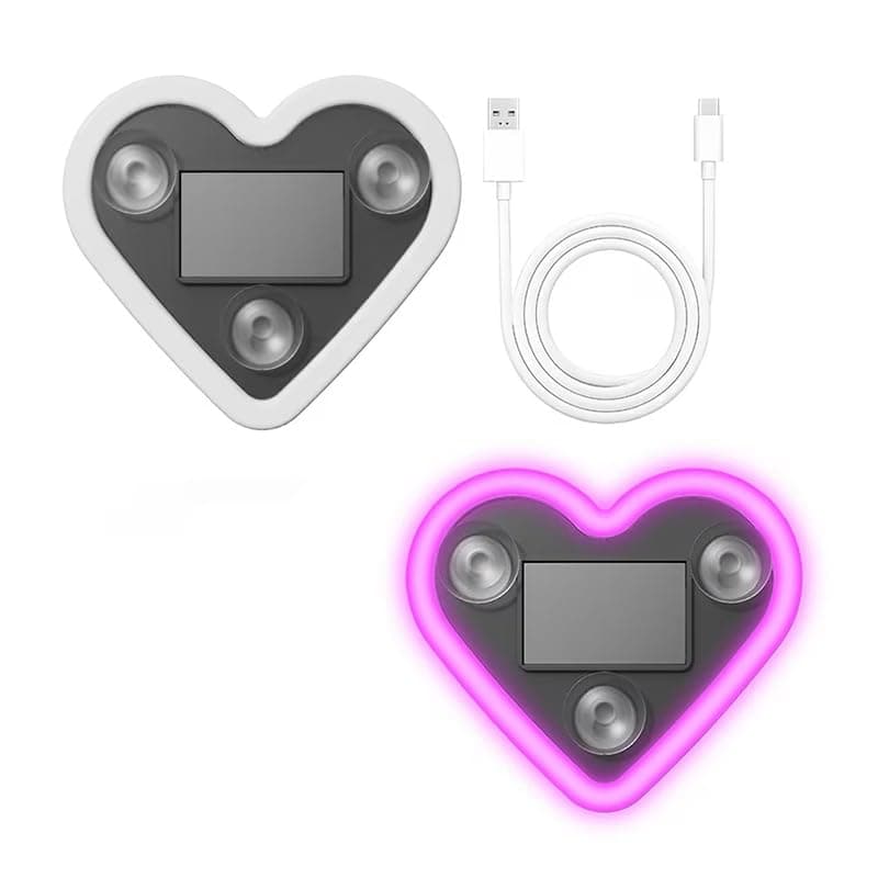 Roman Heart LED Car Atmosphere Light - Smart Solar Neon Light with Vibration Sensor and Auto Lighting (1 Piece, 9.5cm, Pink Lighting, Code:10056) by KaberTrade