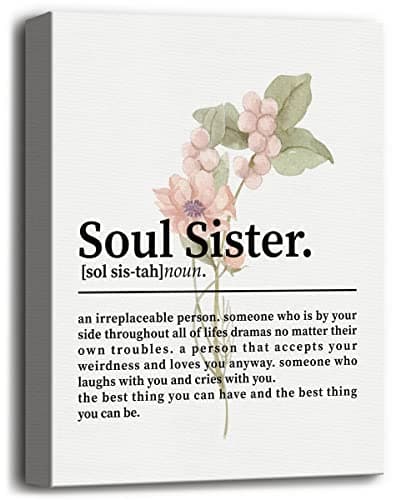 Soul Sister Canvas Wall Art Decor, Soul Sister Definition Motivational Quote Canvas Prints Poster Wall Art, Friendship Print, Bestie Birthday Gift, Inspirational Home Office Decor, Size 12x15 Inch