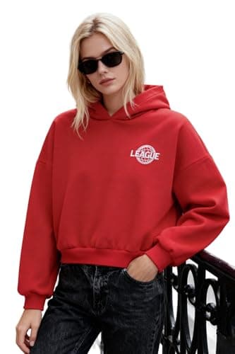 Trendyol Womens Red Back Print Detailed Hooded Thick Inside Fleece Knitted Sweatshirt TWOAW22SW0711 Sweatshirt (pack of 1)