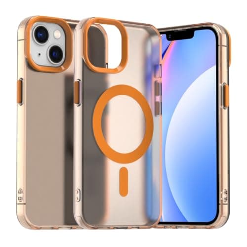 Case for (Compatible with For iphone 14) Magnetic Charging, Ultra Thin Shockproof Matte Hard PC Mobile Phone Case, Translucent Soft Silicone TPU Bumper Protective Case (Orange) Cellular phone case