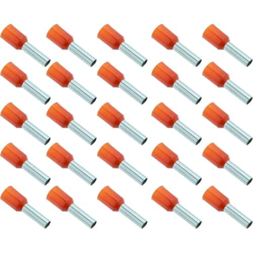 Generic 25 Pcs Orange Metal Ferrules, Insulated Wire Ferrules for Connecting Wire (E4009) Electronic component terminal