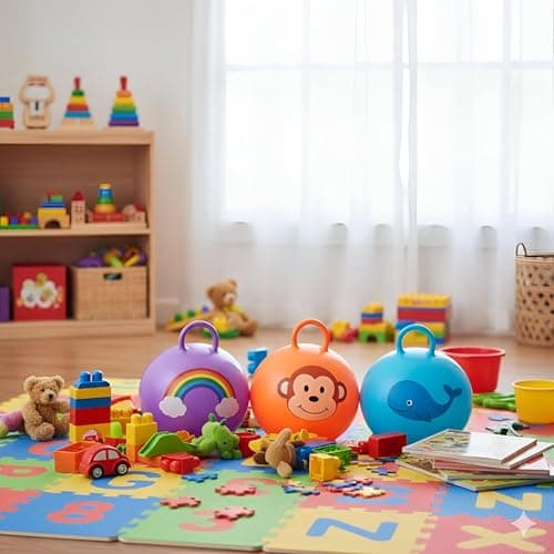 A jump ball-an air glove that easily swells, provides a fun space for children to jump and develop their balance, suitable for activities inside the house or garden, durable and safe. Balance board
