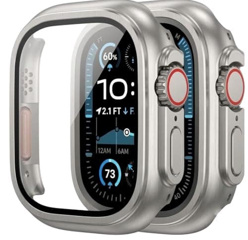 X mob Waterproof Protective Case with Screen Glass, Black, Compatible with Apple Watch Ultra/Ultra 2/Ultra 3 49mm, Easy to Install and Remove (Silver) Screen protector