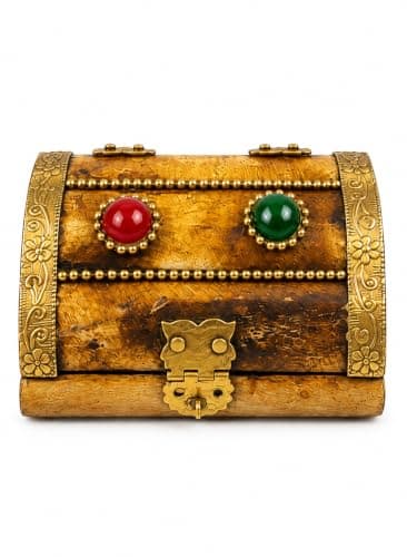 Indian Handmade Ivory Jewelry Box with Blue Velvet Lining Large Size Jewelry storage