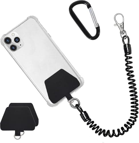 Phone Lanyard Tether with Patch, Universal Stretchy Straps and Phone Case Anchor for Anti-drop Outdoor Skiing Hiking Cycling Climbing Compatible for iPhone Most Smartphones Body strap