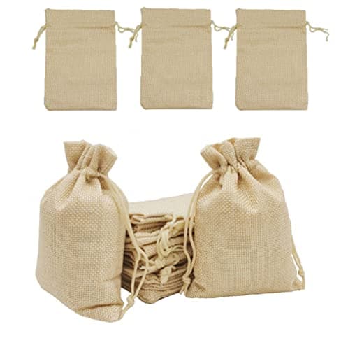 ViLiyDuo 30 Pieces Linen Drawstring Sacks Jute Gift Bags 10 x 14 cm for Wedding Party Christmas DIY Craft Gift wrap