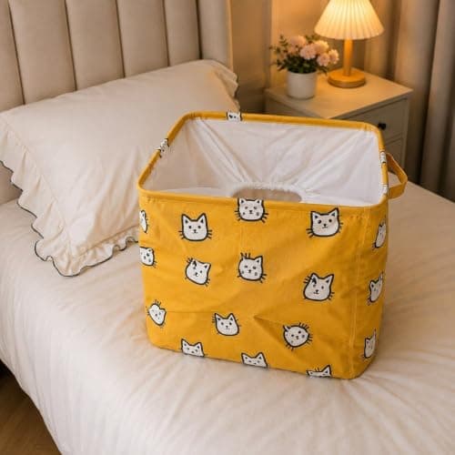 Generic Large fabric laundry basket,Suitable for storing clothes, duvets, bed sheets, and linens,Dimensions:Width: 50 cm,Height: 45 cm,Depth: 40 cm,Large storage capacity,Multicolor, .Ais