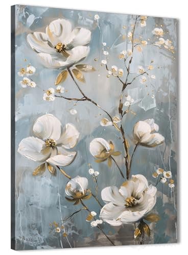 NOVA ART Canvas Wall Art Floral Flowers and Trees Print on a Soft Background with Delicate Patterns for Wall Decor for Bedroom, Living Room, Office Etc Modern Home Decor 30cm x 40cm #NA1