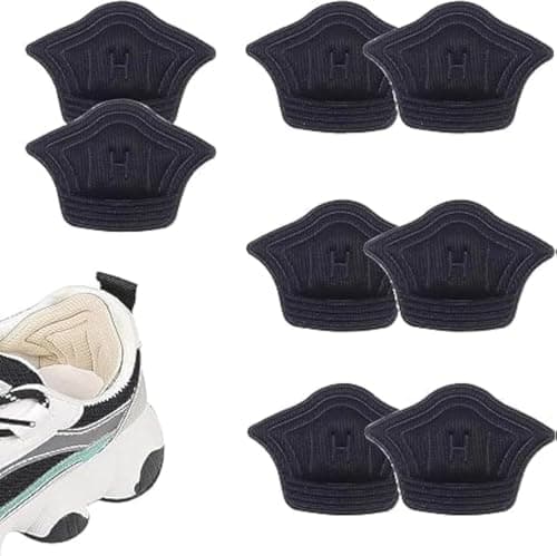 Shoe Heel Sticker Insoles for Sneakers Running Shoes Patch Size Reducer Heel Pads Liner Grips Pain Relief Inserts Protector Pad - 8 pcs (Black)