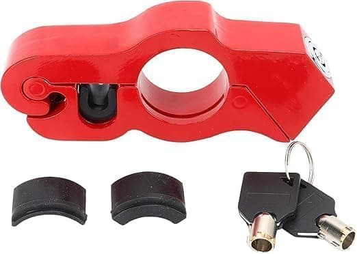 Motorcycle Handlebar Lock Heavy Duty Aluminum Handlebar Lock with Anti-Theft Lever with 2 Keys for Bike Scooter (Red) - aga