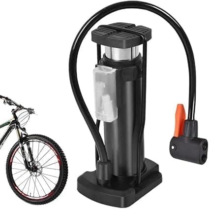 LOKYBOY Manual Air Pump, High Pressure System, Improved Inflation Speed with Strong Mount and Flexible Hose, Multi-Use Hand Pump for Bikes and Balls, (Black)