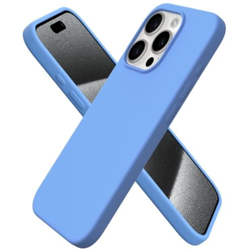 ORNARTO Compatible with iPhone 15 Pro Case 6.1", Liquid Silicone 3 Layers Full Covered Soft Gel Rubber Cover, Shockproof Protective Slim Phone Case with Anti-Scratch Microfiber Lining-Sky Blue Cellular phone case