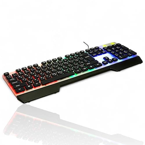 Keyboard ZERO RGB LED Electronics ZR-2030 USB Keyboard, Elegant design, Silent Keys Wired Rainbow Gaming Keyboard English & Arabic, Strucre anti water-sprinkling, Multi-Light Gaming (Black, ZR-2030)