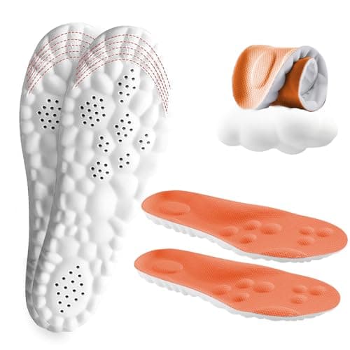Cloud Soles for Men and Women - Arch Support, Relieve Foot Pain, Soft Memory Foam Cushioning Insoles, Comfortable Massage Insoles (Orange, Men: UK 8.5-10 / Women: UK 8-9.5) Shoe insert