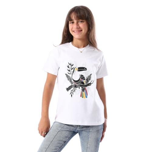 King Tout for Ready-Made Garments Girls Regular Fit Slip On Printed T-Shirt (pack of 1)