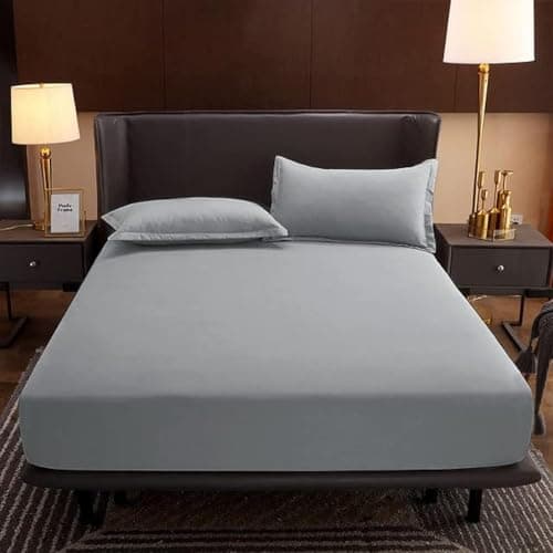 Solid Fitted Sheet Set for Hotels, Homes & Touristic Villages (Charcoal Grey, 160) Bed linen set
