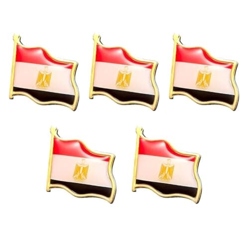 Metal Egypt Flag Pin Gold Patriotic Badge Set of 5 for Clothes and Bags Apparel pin