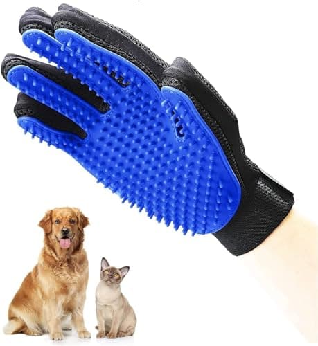 Pet Grooming Glove, Silicone Dog and Cat Bathing Cleaning Gloves, Pet Hair Removal Massage Gloves for Cats Dogs Rabbits Small Pets (Red) Hair brush
