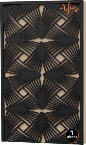 ACOUSTIC MOTION Acoustic Panels 5.5cm Thick120X60 cm Fiberglass+Wood Sound Proof-Bass Trap,Sound Absorbing,Diffusion decorative Panels RAYORA design for Studios,Home Theater Ceiling,Wall,Black