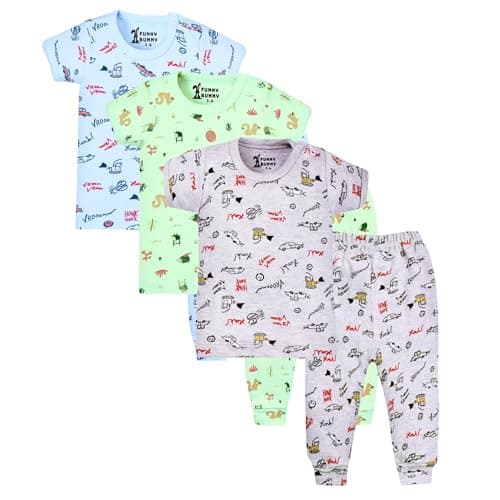 Funny Bunny Set of 3 Underwear Half Sleeve and Pants Set for Baby Pajamas