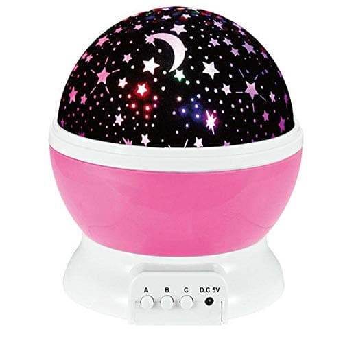 Kids Baby Rotating Stars Projector Night Lamp -Pink