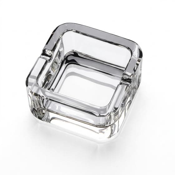 Square Clear Glass Ashtray for Home and Office