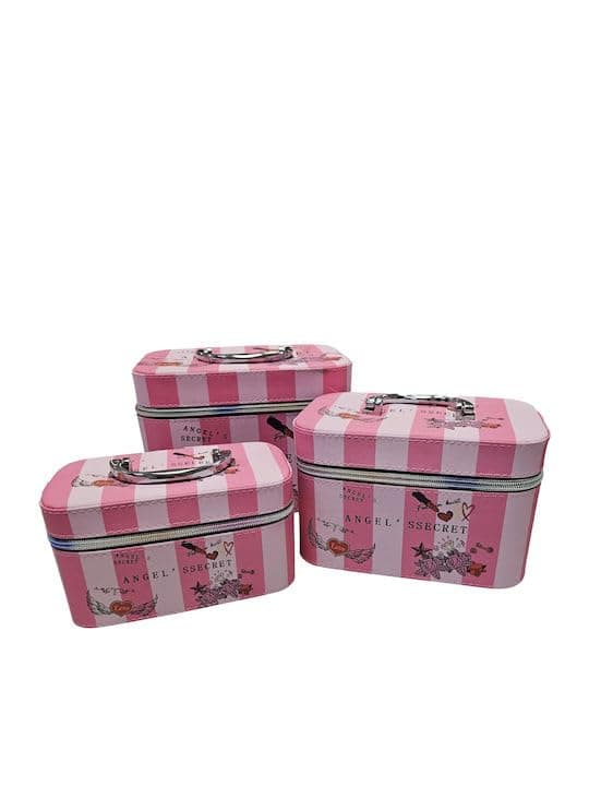3 Pcs Makeup Bag Set with Metal Handles Zipper Travel Cosmetic Organizer Cosmetic case