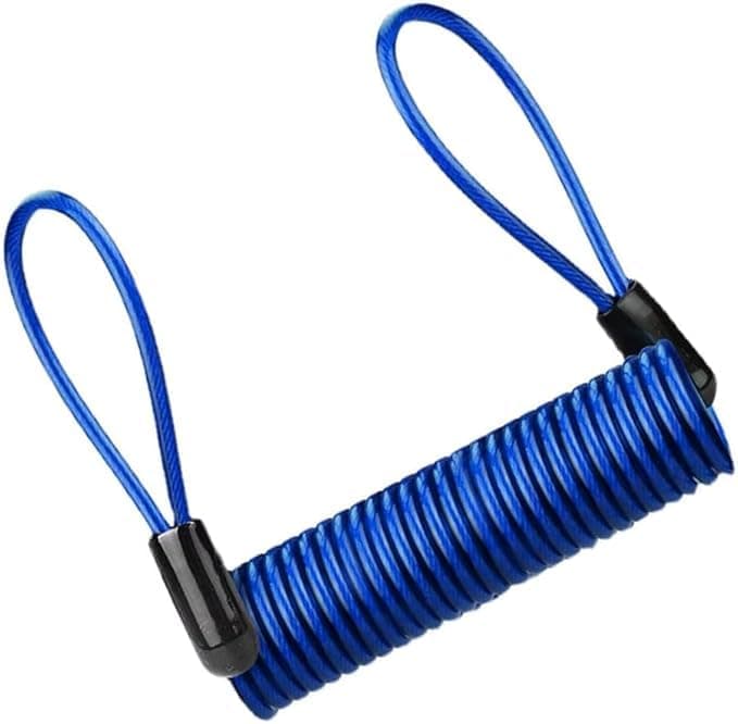 sacar wire coiled wire cable security reminder hard drive safety alarm motorcycle motorcycle lock helmet bag anti-theft rope - blue