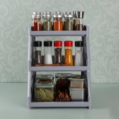 3-Tier Desktop Storage Organizer Rack with 2 Cups - 30x25x25cm