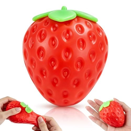 Zoacrn Lifelike Strawberry Squishies Squeezy Toys, 3.15 Inch Big Strawberry Taba Squishies Sensory Toys for Kids and Adults to Relieve Stress Anxiety, Red Fruit Stress Balls, Birthdays Party Gift Squeeze toy