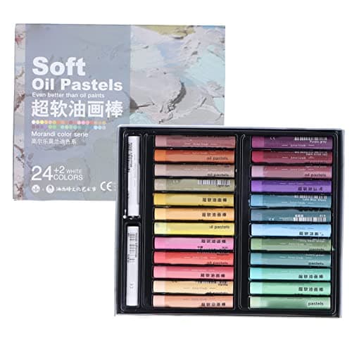 Pssopp 26 Pieces Oil Pastels Set 24 Colours Soft Drawing Oil Pastels Gloss Uniform Oil Pastels for Graffitifor Writing instrument