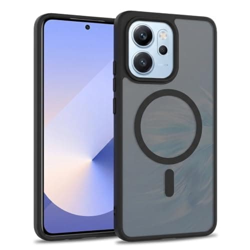 Matte Phone Case (Compatible With Oppo Reno 14/Reno 14F) Shockproof Luxury Back Cover Featuring Fingerprint Resistant Transparent Back Made Of Hybrid TPU and Polycarbonate Material (Black) Cellular phone case