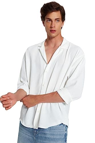 Trendyol Man Oversize Fit Open Collar Summer Linen Look Shirt TMNSS23GO00053 Shirt