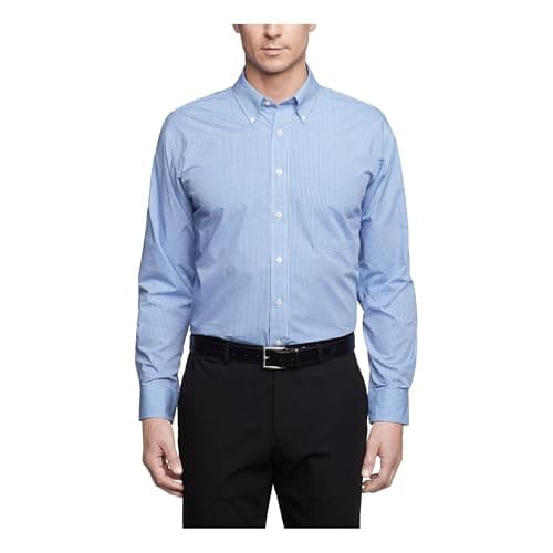 Van Heusen Men's Regular Fit Gingham Button Down Collar Dress Shirt, Periwinkle, XL