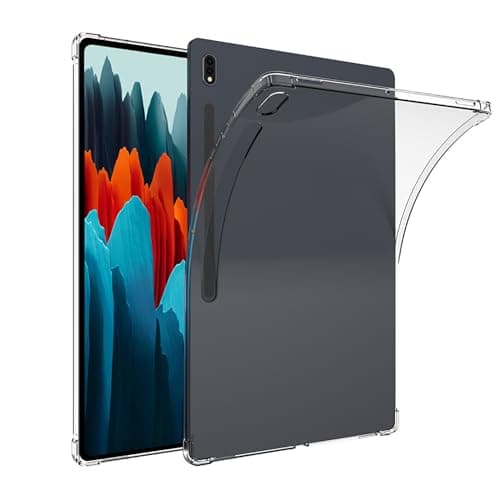 Asgens Clear Case for Samsung Galaxy Tab S7 FE/ S8 Plus/ S7 Plus 12.4" - Slim Lightweight Soft TPU Silicone Shock Absorption Protective Cover