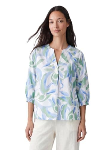 LC WAIKIKI Notch Neck Patterned 100% Cotton Blouse Shirt