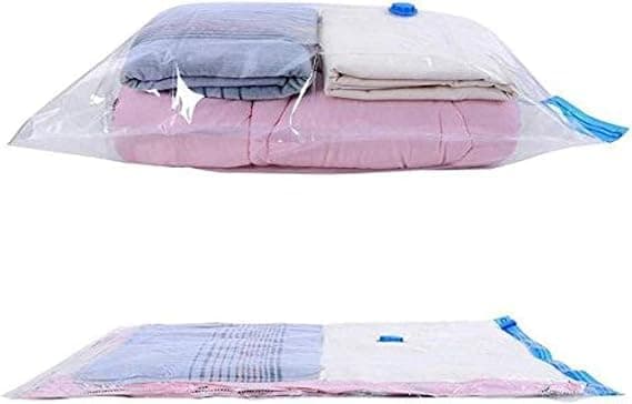 Vacuum Storage Bags for Clothes and Blankets - 75% Space Saver - Prevent Dust and Water - Works with Vacuum, Hand Blower or Car Blower KH