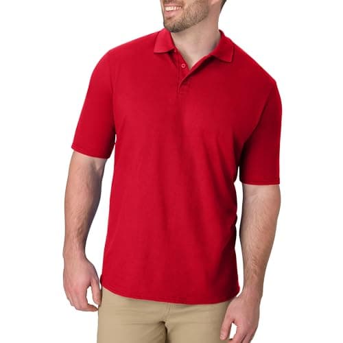 Hanes Men's Short Sleeve X-Temp W/FreshIQ Polo, Deep Red, XL Shirt