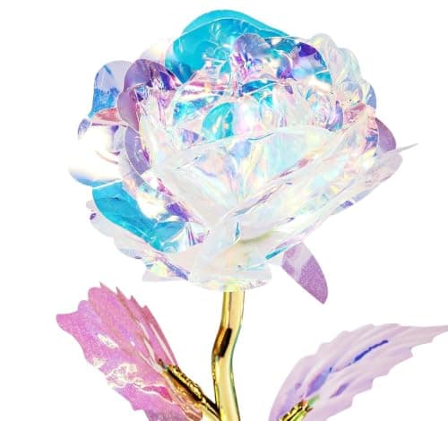 Artificial Glossy Flower 3-Pack Colorful Roses with Gilded Stems Decor