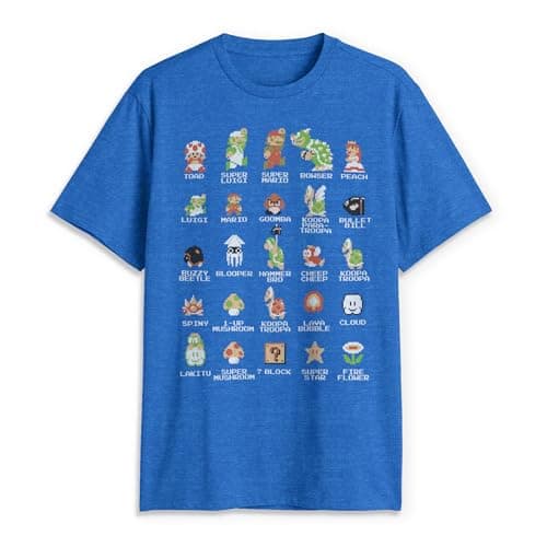 Nintendo Men's Pixel Cast T-Shirt, Premium Royal Heather, XL