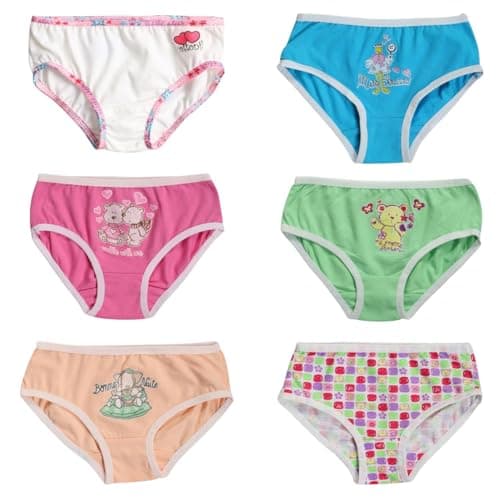 Cottonil Pack of 6 Pretty Brief Colorful Panties for Girls Underpants