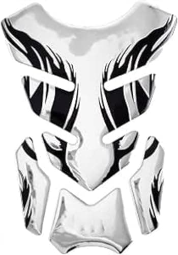 SACAR Motorcycle Fuel Tank Protector Sticker 3D Racing Style Scratch Resistant 4 Pieces - Silver*Black Sticker decal