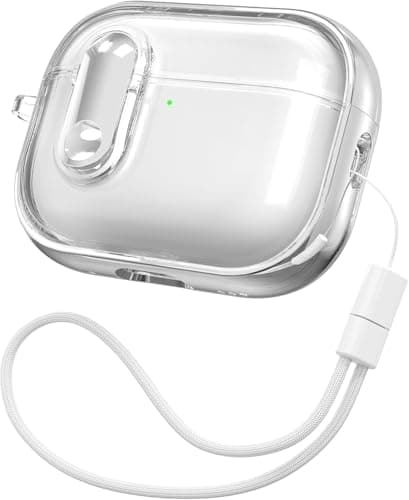 Compatible with AirPods Pro 2nd/1st Generation Case for Women with Security Lock, Soft TPU with Lanyard, Compatible with AirPods Pro 2nd/1st Generation Protective Case (Silver) Portable electronic device cover