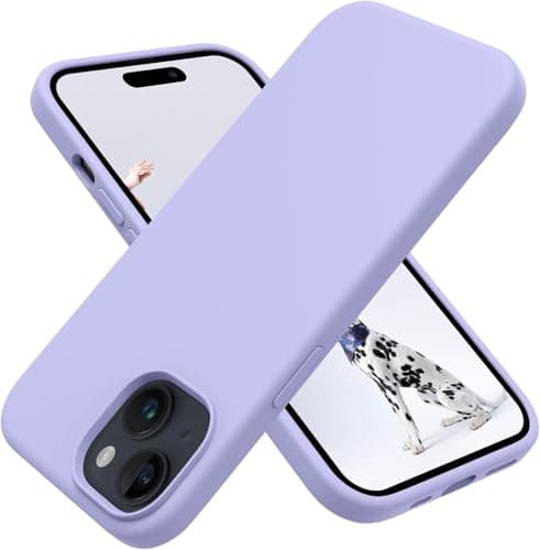 Elmo3ezz Compatible With iPhone 15 Case, Liquid Silicone Case, Full Body Shockproof Protective Cover [Soft Microfiber Lining], Slim Thin Phone Case for iPhone 15 6.1 inch, Chocolate (Light Purple)