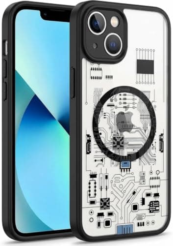 Compatible with iPhone 13/14 Electronic Clear Hard Case Shockproof Durable Material Gives Your Phone Strong Protection and Premium Look (Black) Portable electronic device cover