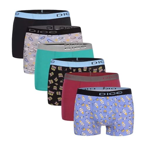 Dice Pack of 6 Printed Cotton Boxer for Boys Underpants